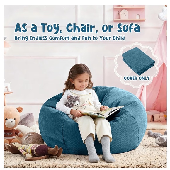 Bean Bag Chair Cover MEDIUM (200L)-BLUE ENCRE - Picture 3 of 11